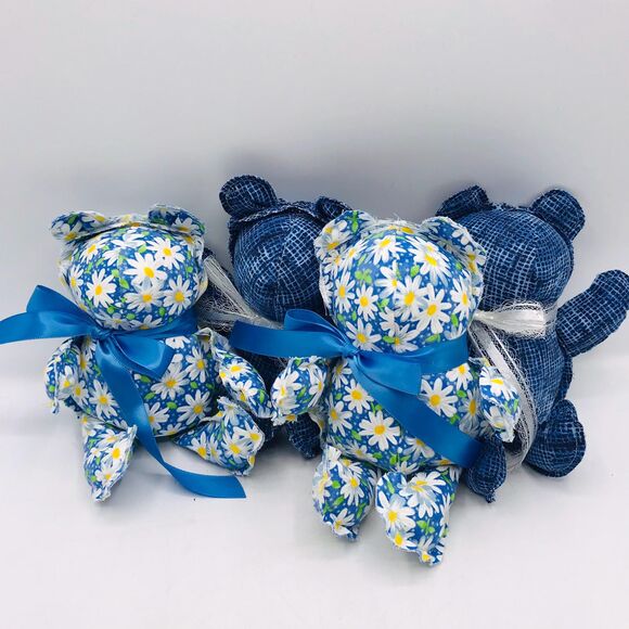 Handmade Mini Bears, Shelf Decor or Bowl Fillers Bright Blue Daisy 7.5 Inches - Picture 3 of 9